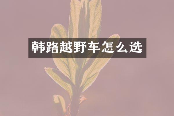 韩路越野车怎么选