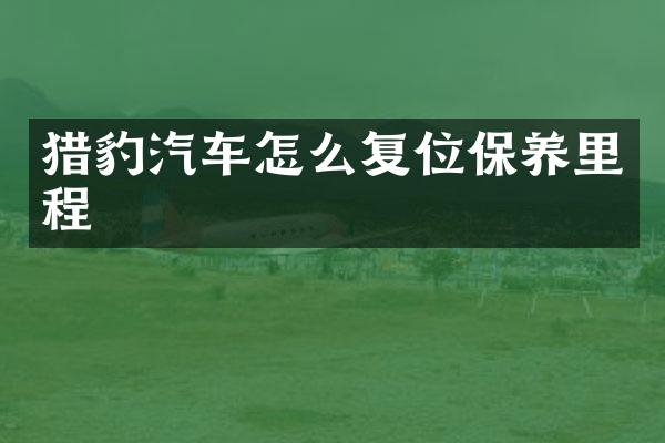 猎豹汽车怎么复位保养里程