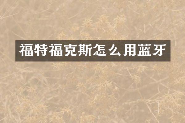 福特福克斯怎么用蓝牙