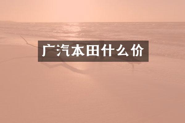 广汽本田什么价