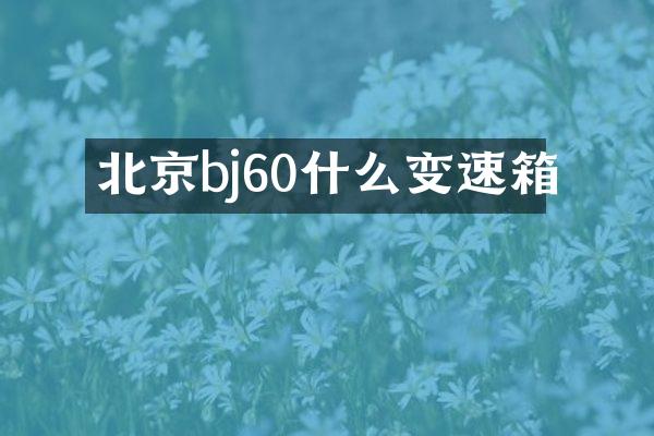 北京bj60什么变速箱
