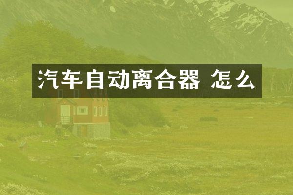 汽车自动离合器 怎么