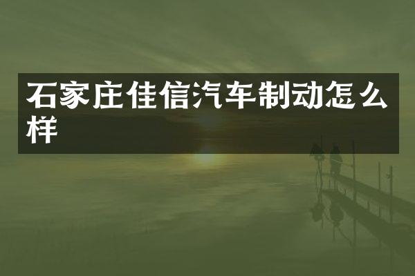 石家庄佳信汽车制动怎么样