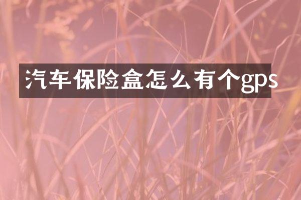 汽车保险盒怎么有个gps