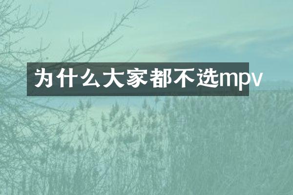 为什么大家都不选mpv