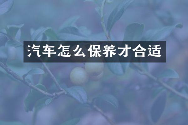 汽车怎么保养才合适