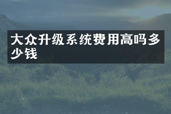 大众升级系统费用高吗多少钱