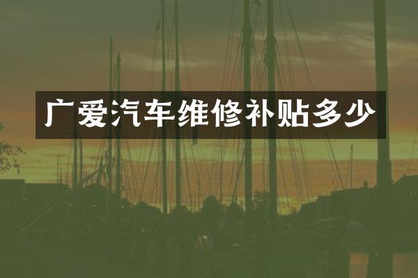 广爱汽车维修补贴多少