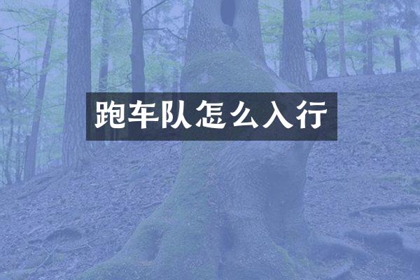 跑车队怎么入行