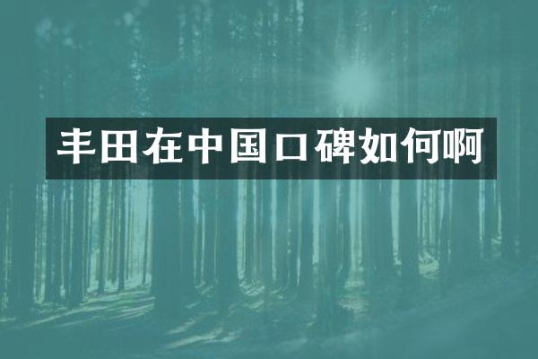 丰田在中国口碑如何啊