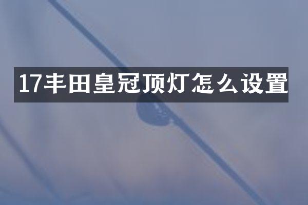 17丰田皇冠顶灯怎么设置