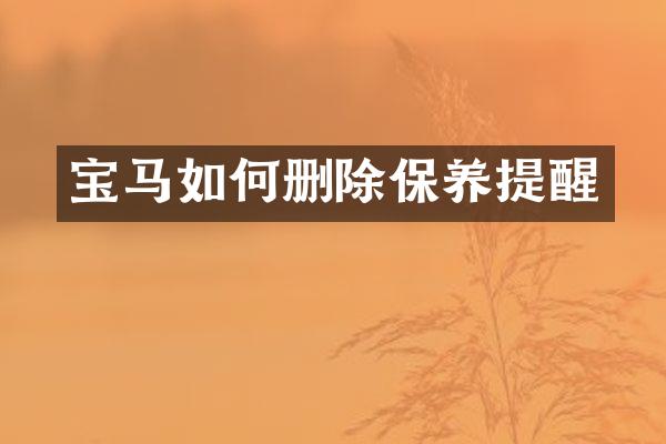 宝马如何删除保养提醒