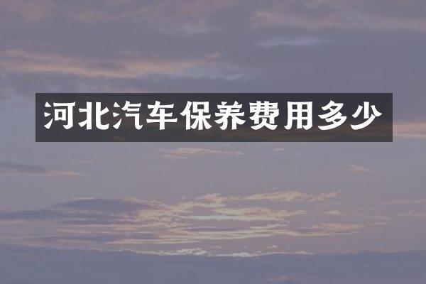 河北汽车保养费用多少