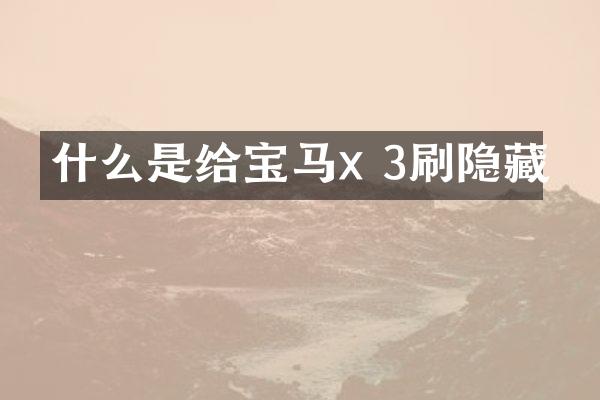 什么是给宝马x 3刷隐藏