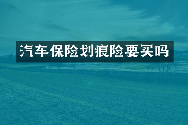 汽车保险划痕险要买吗