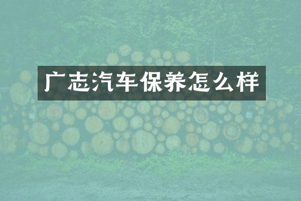 广志汽车保养怎么样