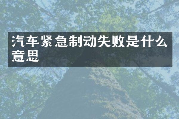 汽车紧急制动失败是什么意思