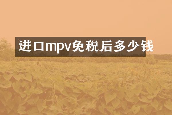 进口mpv免税后多少钱