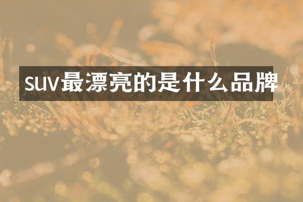 suv最漂亮的是什么品牌