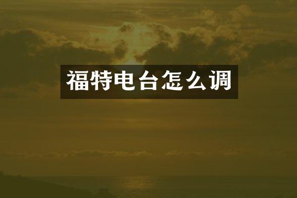 福特电台怎么调