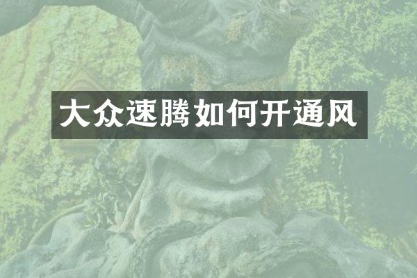 大众速腾如何开通风