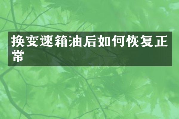 换变速箱油后如何恢复正常