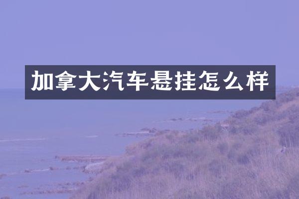 加拿大汽车悬挂怎么样