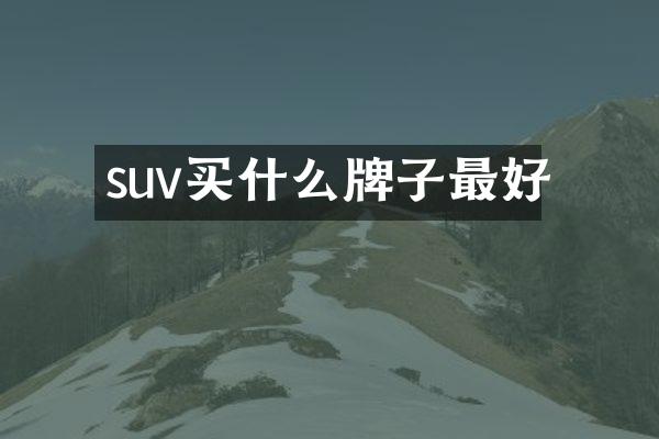 suv买什么牌子最好