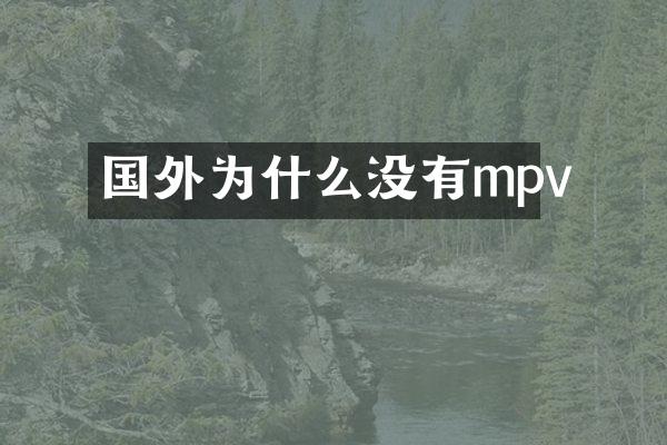 国外为什么没有mpv