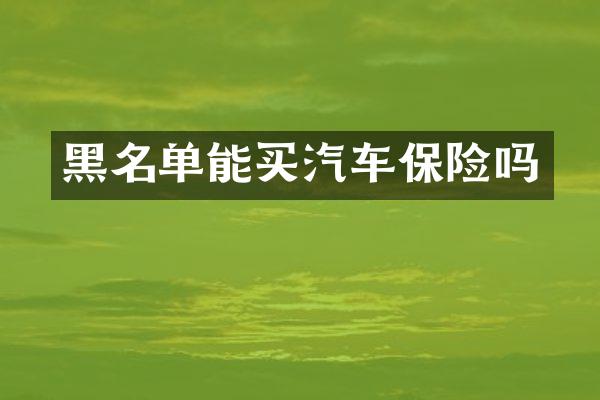 黑名单能买汽车保险吗