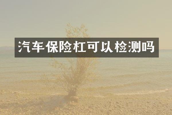汽车保险杠可以检测吗