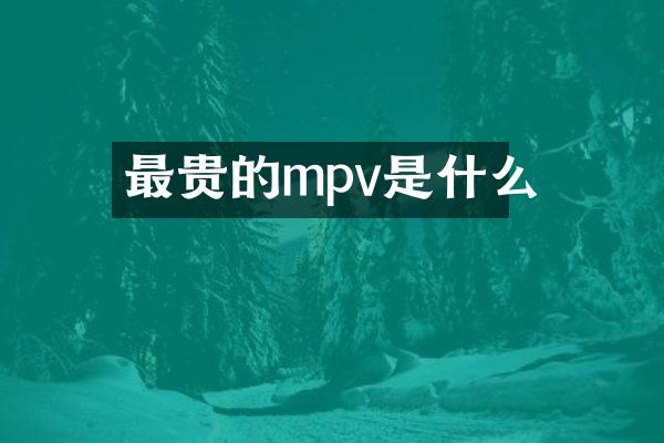 最贵的mpv是什么