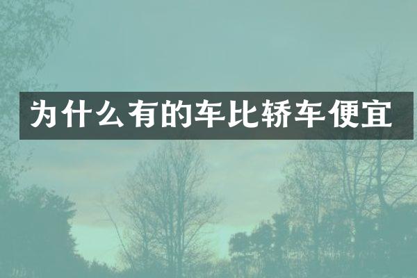 为什么有的车比轿车便宜