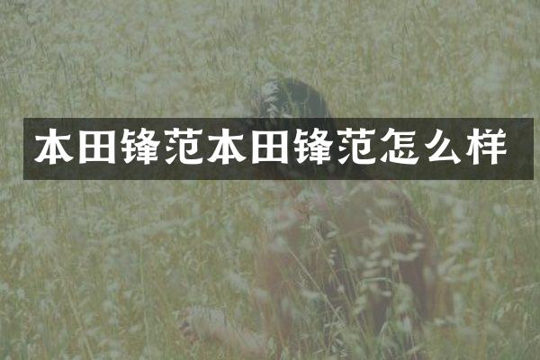 本田锋范本田锋范怎么样