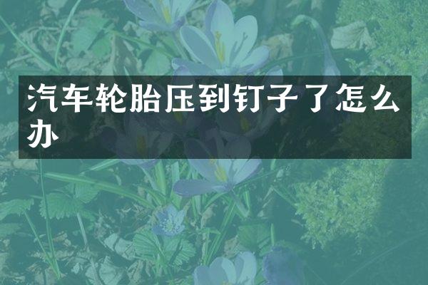 汽车轮胎压到钉子了怎么办