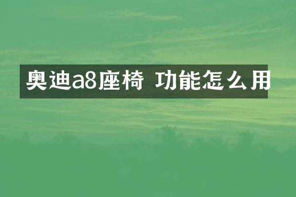 奥迪a8座椅 功能怎么用