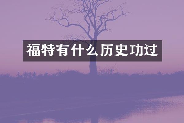 福特有什么历史功过