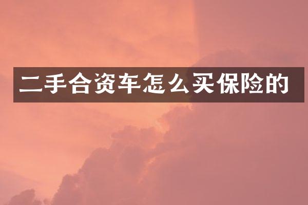 二手合资车怎么买保险的