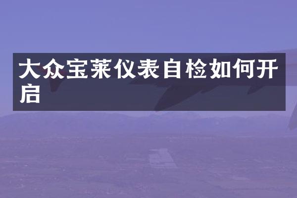 大众宝莱仪表自检如何开启