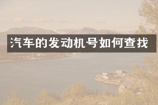 汽车的发动机号如何查找