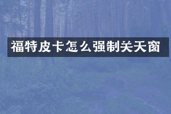 福特皮卡怎么强制关天窗