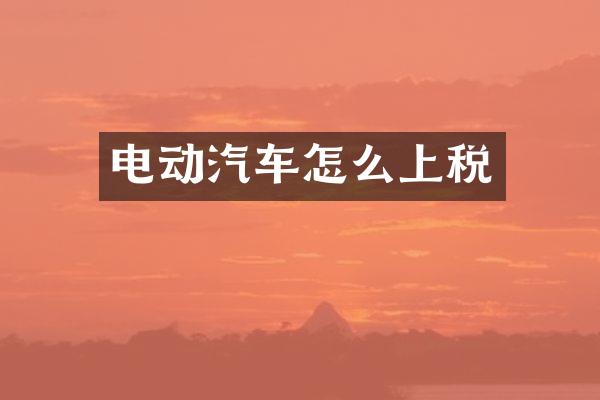 电动汽车怎么上税