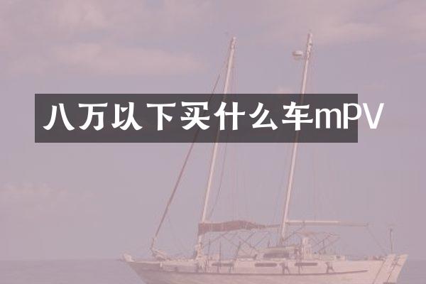 八万以下车mPV