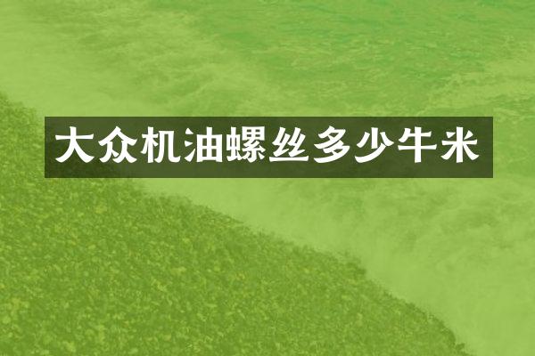 大众机油螺丝多少牛米