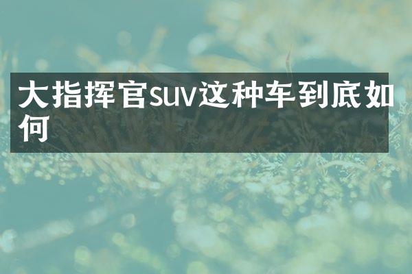 大指挥官suv这种车到底如何