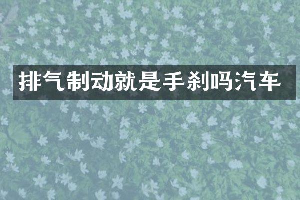 排气制动就是手刹吗汽车
