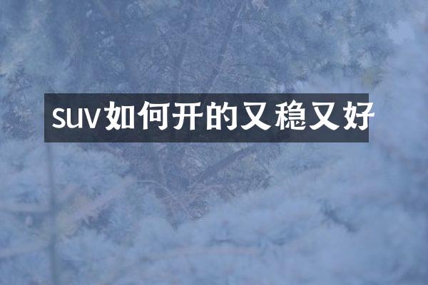 suv如何开的又稳又好