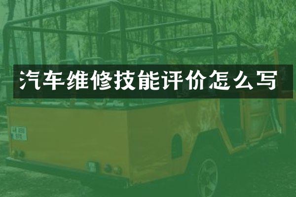 汽车维修技能评价怎么写
