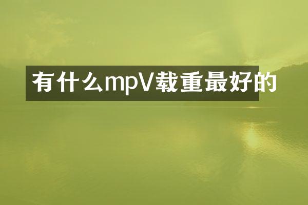有什么mpV载重最好的