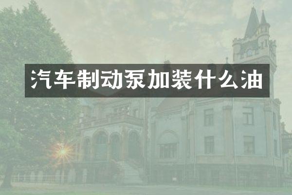 汽车制动泵加装什么油